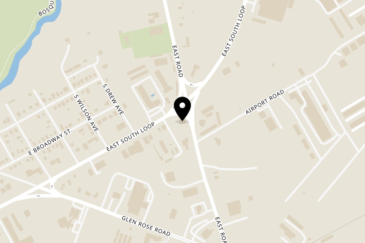 Map showing the location of Los Arcos de Castillos on 802 E Rd in Stephenville